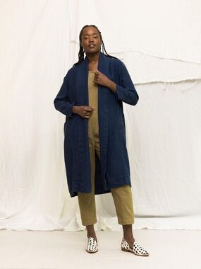 Elizabeth Suzann Clyde Jacket Long - Navy Linen